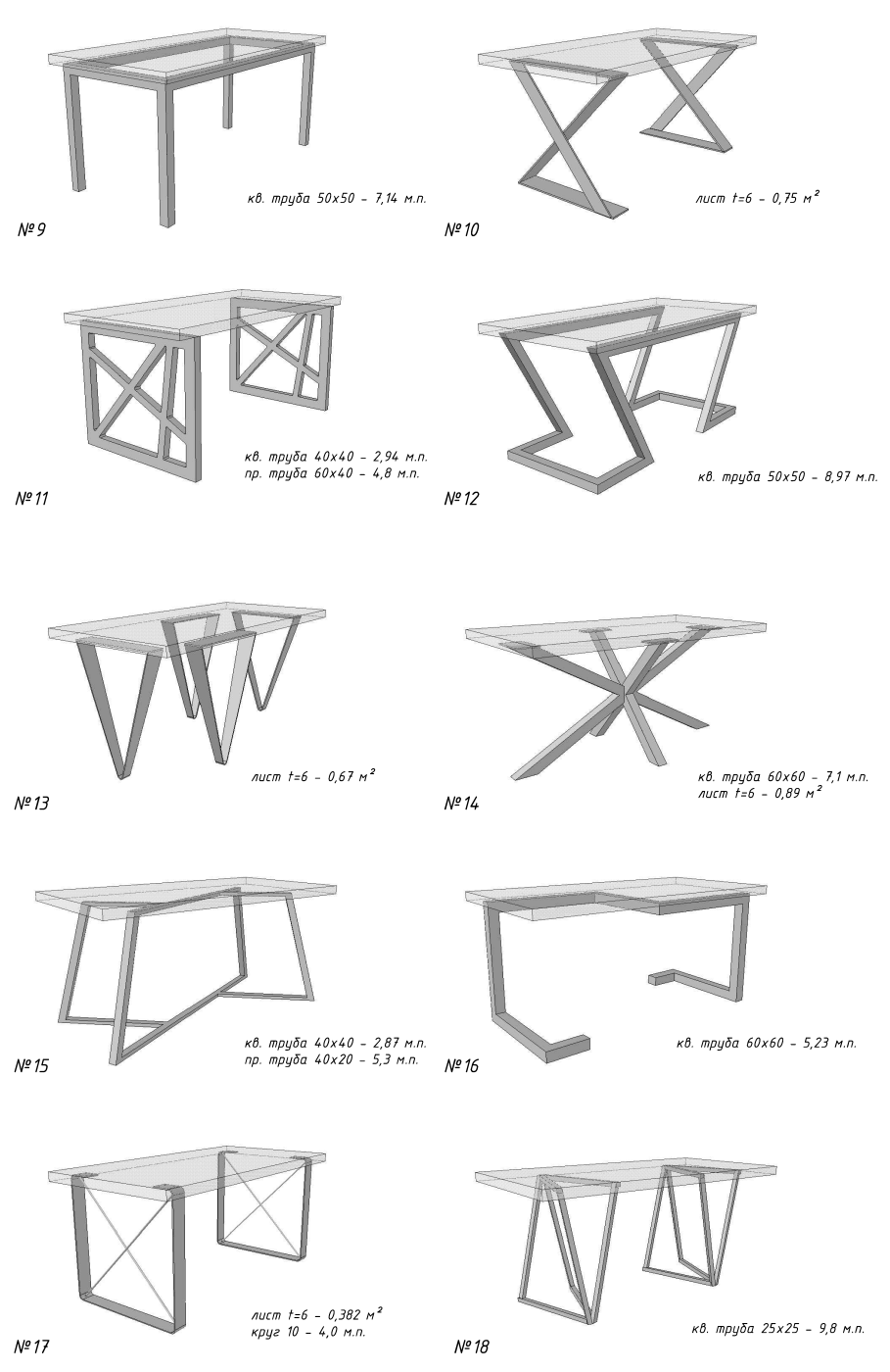 Столы чертежи в стиле лофт из металла с размерами мебель