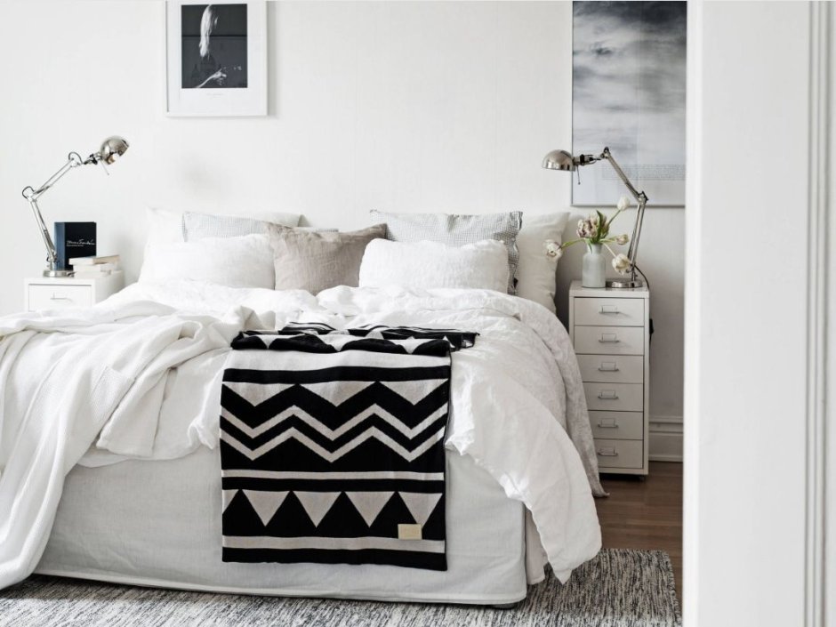 Текстиль для спальни в скандинавском стиле