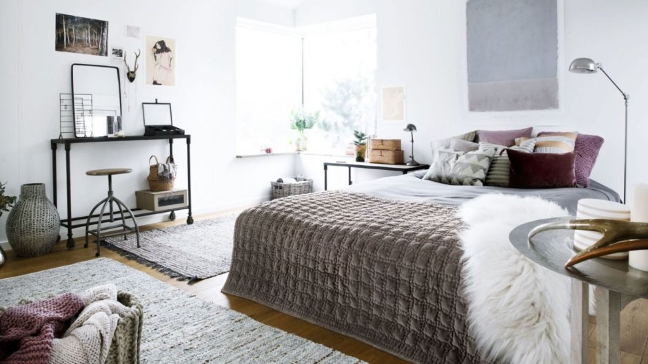 Текстиль для спальни в скандинавском стиле