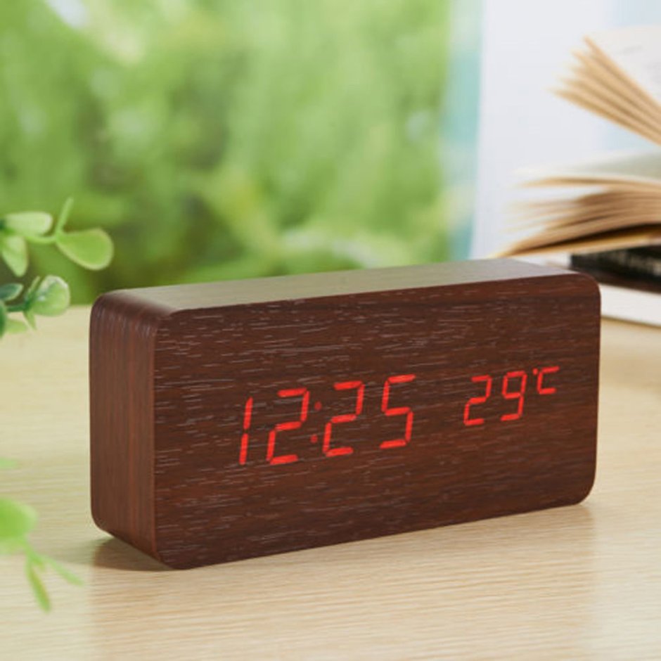 Электронные настольные часы-будильник led Wooden Alarm Clock