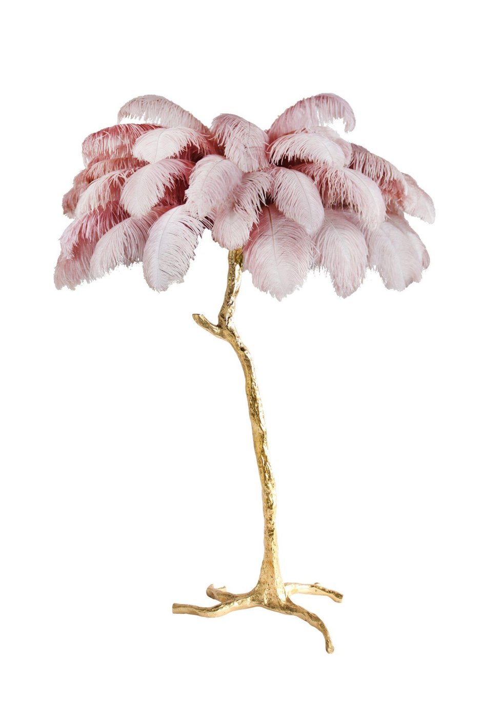 Торшер из страусиных перьев розовая