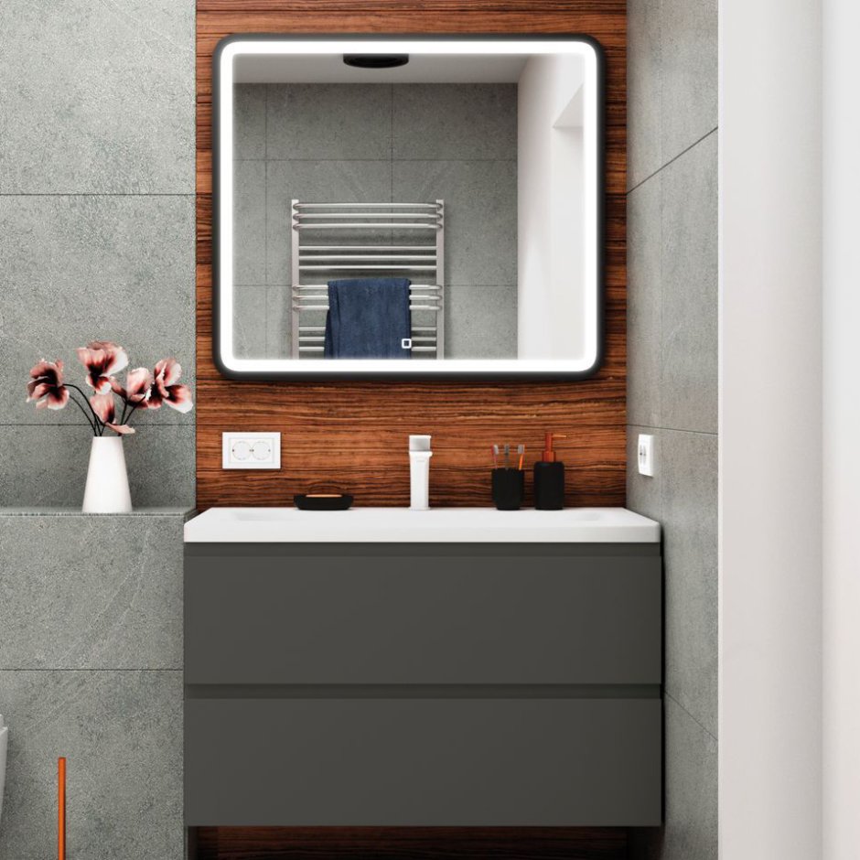 Мебель для ванной комнаты подвесная Art&Max Bianchi 75 см серый матовый