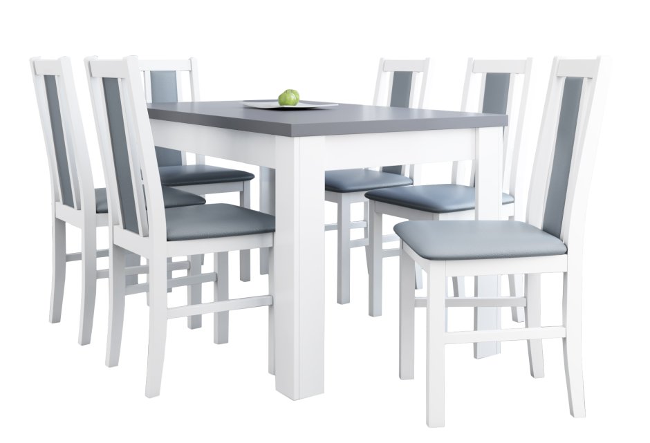 Стол раздвижной 80x140 / 180 с 6 стульями White Set