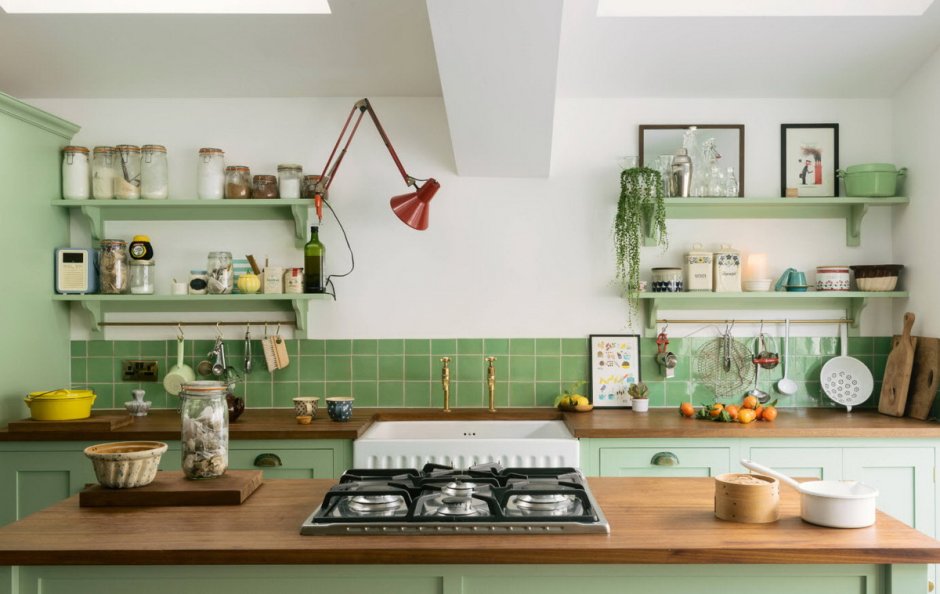 Фасады кухни оливкового цвета