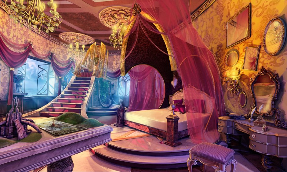 Аниме дворец внутри комната принцессы