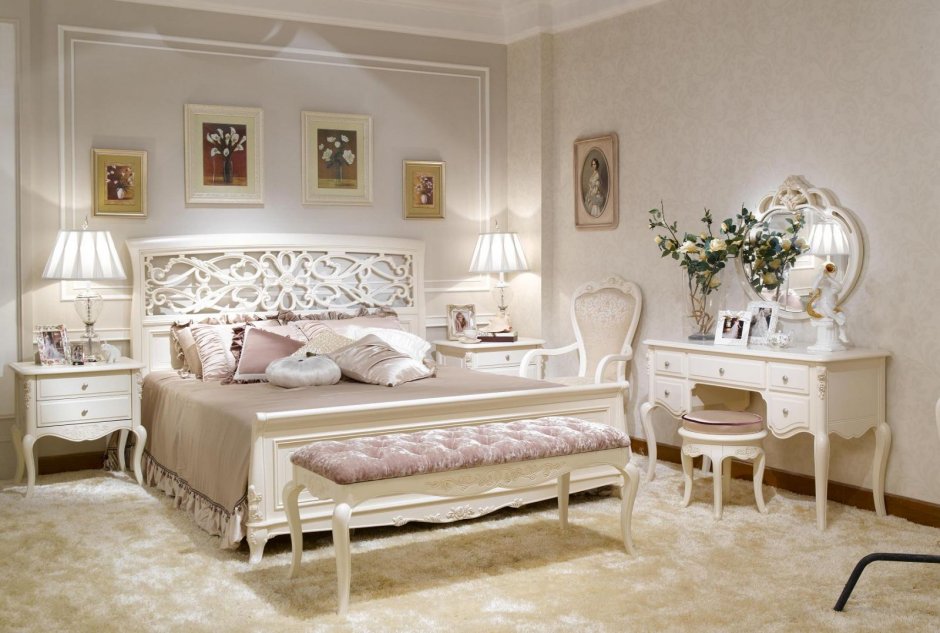 Мебель для спальни светлая классика