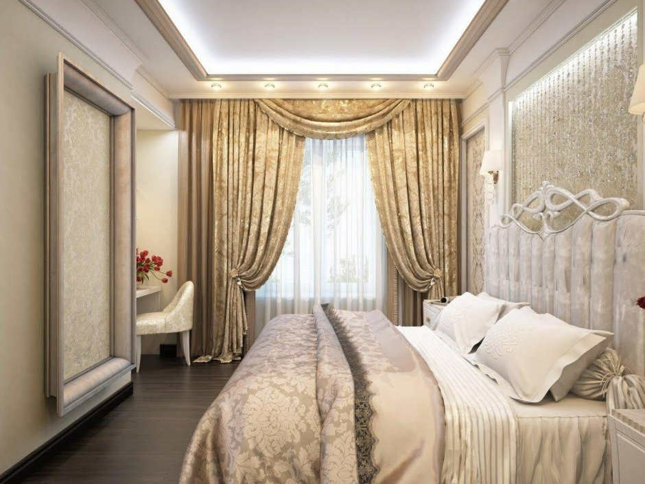 Спальня в классическом стиле в светлых