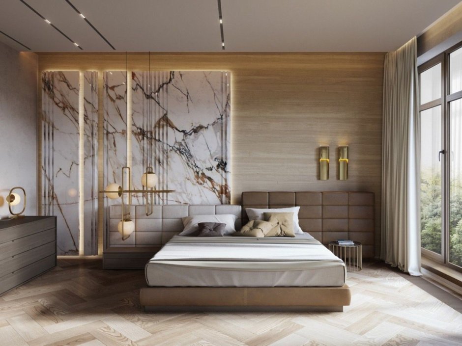 Спальня в скандинавском-минималистическом стиле