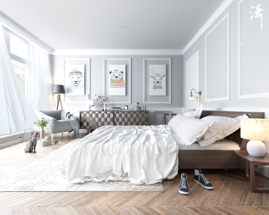Белая спальня в стиле Минимализм
