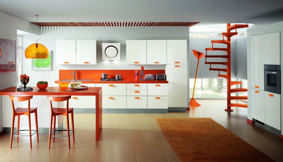 Кухни оранжевые в современном стиле