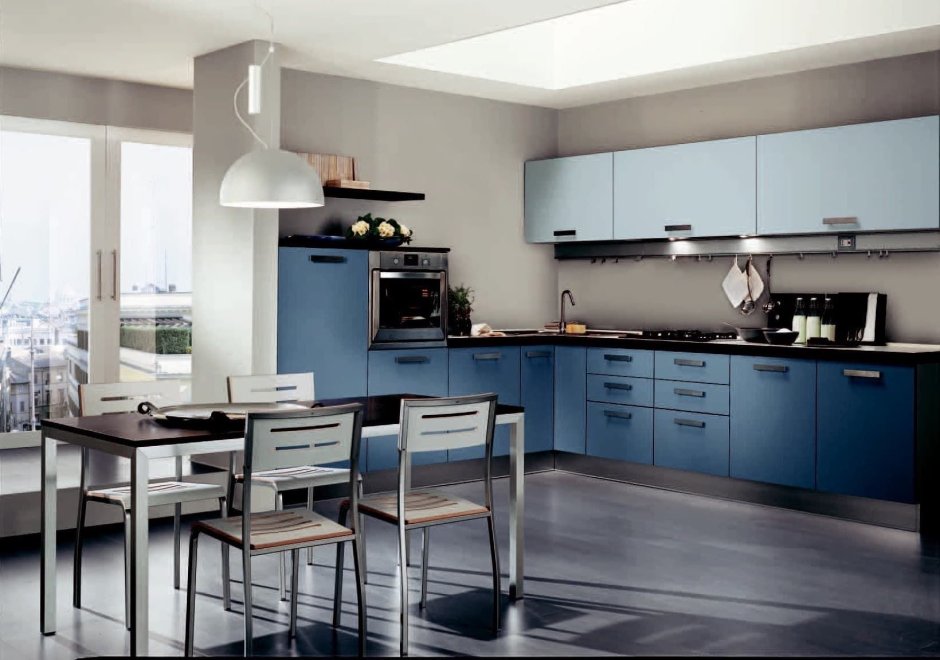 Кухни сине серого цвета