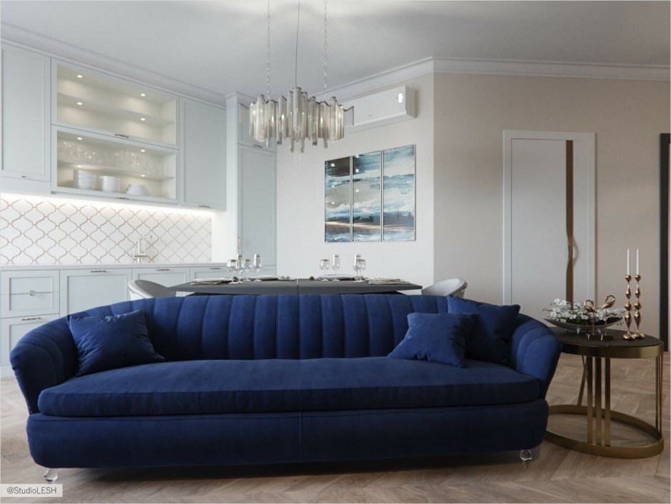 Синий диван в гостиную