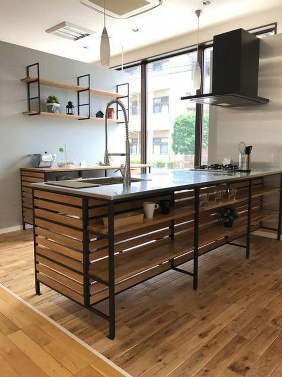 Кухонный гарнитур из металла в стиле лофт
