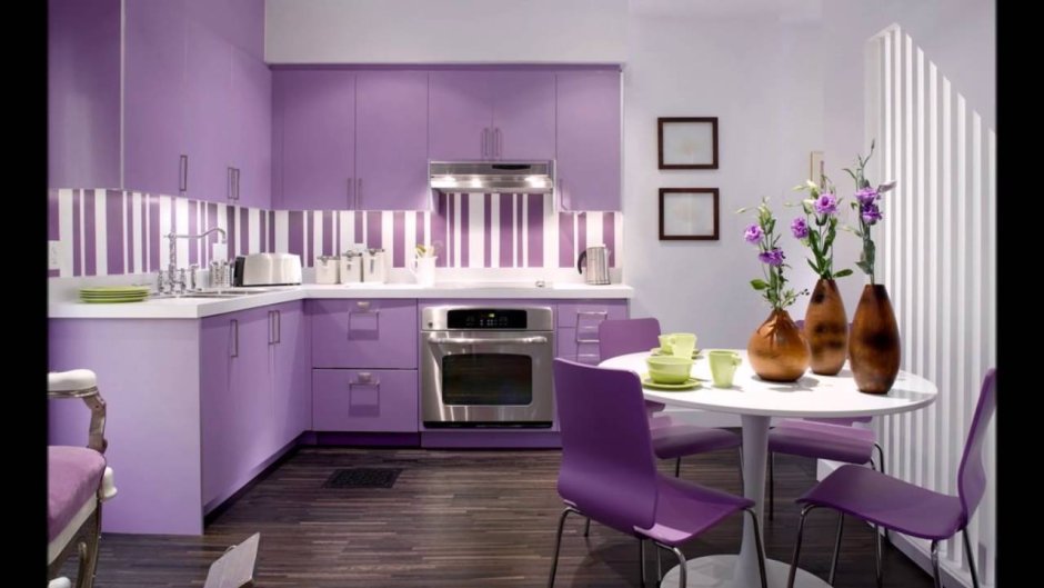 Фиолетовая матовая кухня