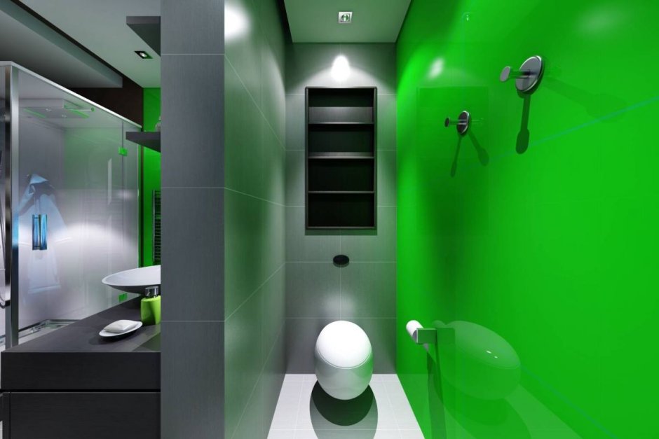 Туалет интерьер зеленый