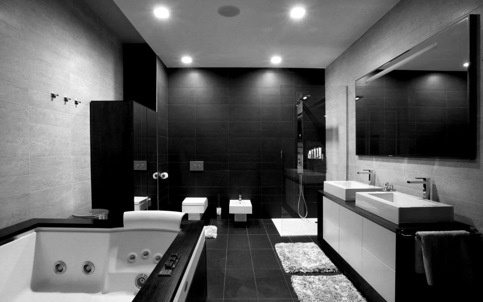 Ванна в черно белом стиле