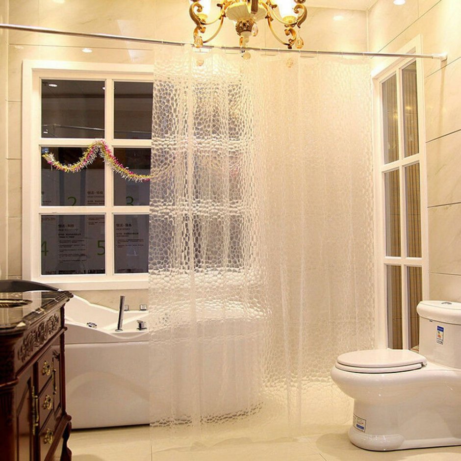 Белая шторка для ванной