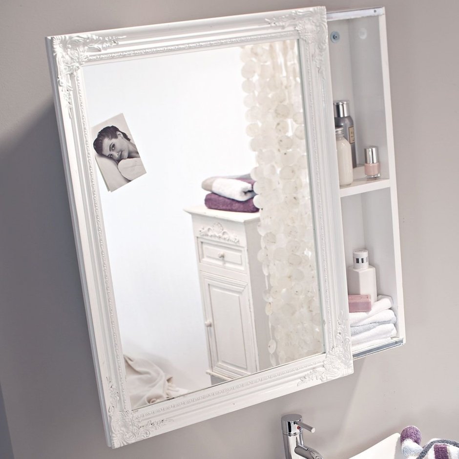 Зеркало в ванную со шкафчиком
