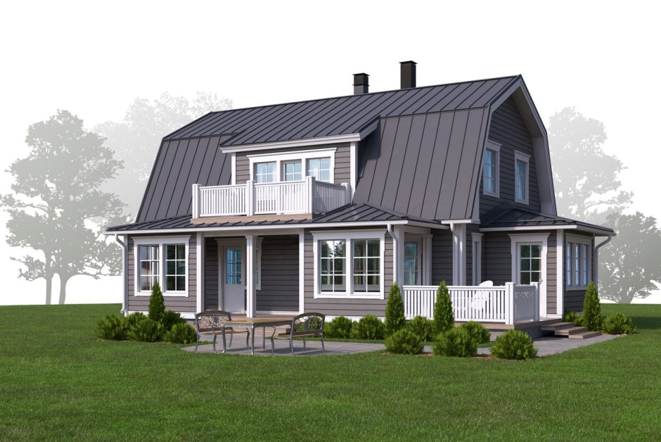 Дом с ломаной крышей в скандинавском стиле