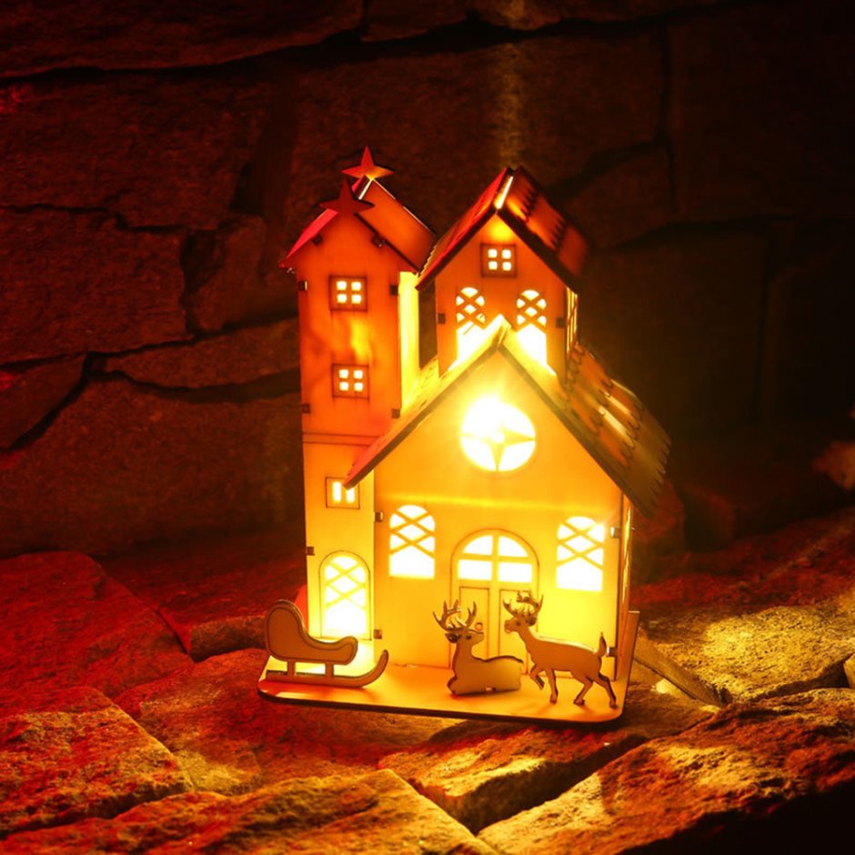 Новогодние домики с подсветкой