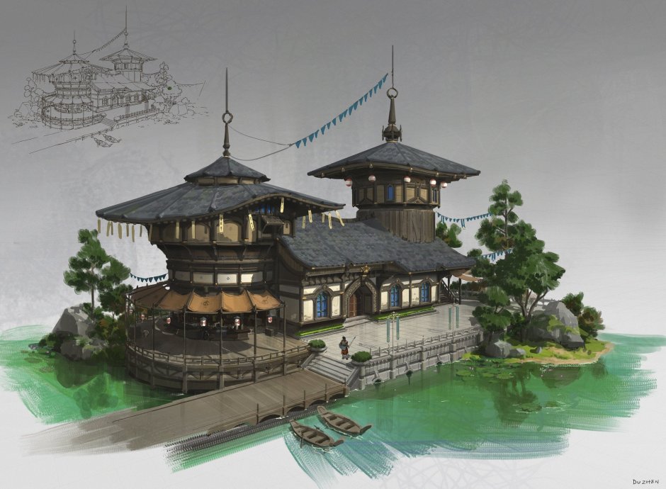 Традиционный дом в Японии Минка в аниме
