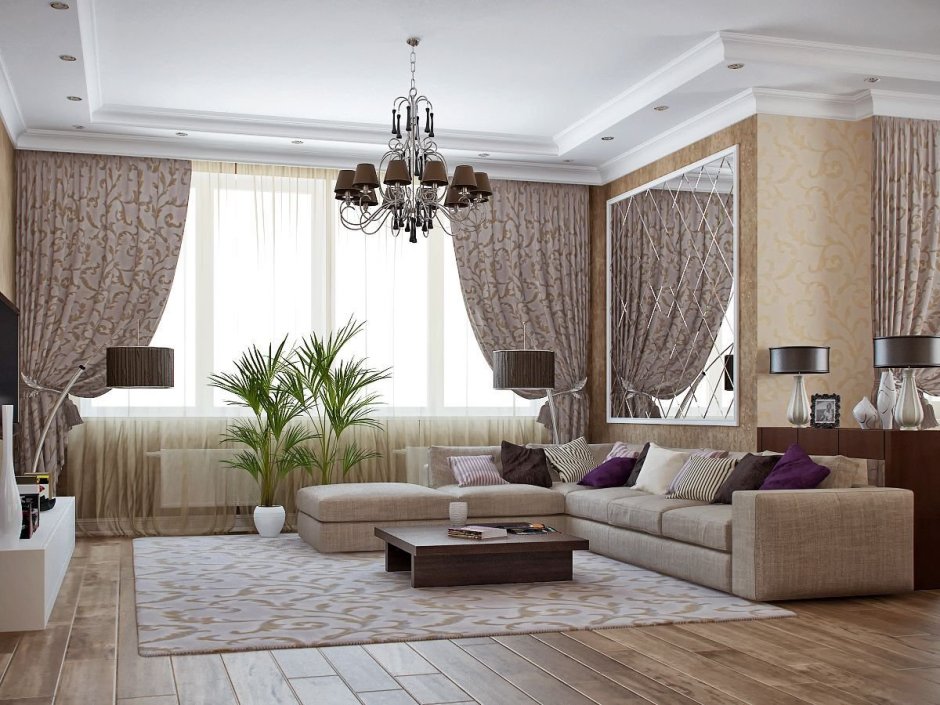 Красивая гостиная с диваном