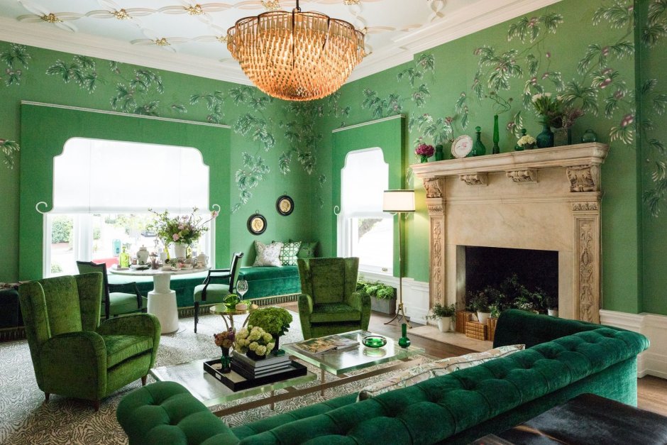 Гостиная в зеленом стиле