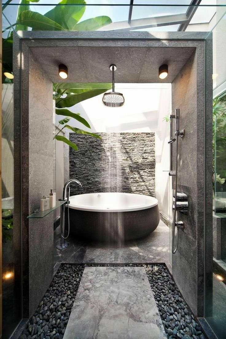 Душевая и ванная в тропическом стиле