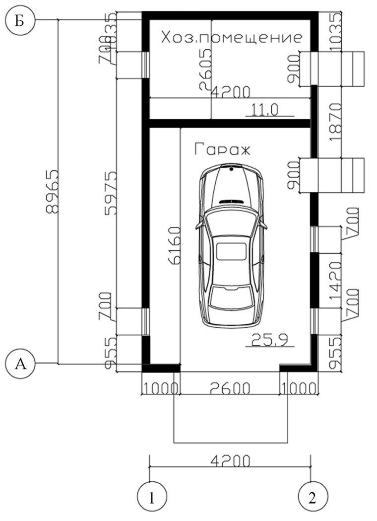 Схема гаража 4 на 7