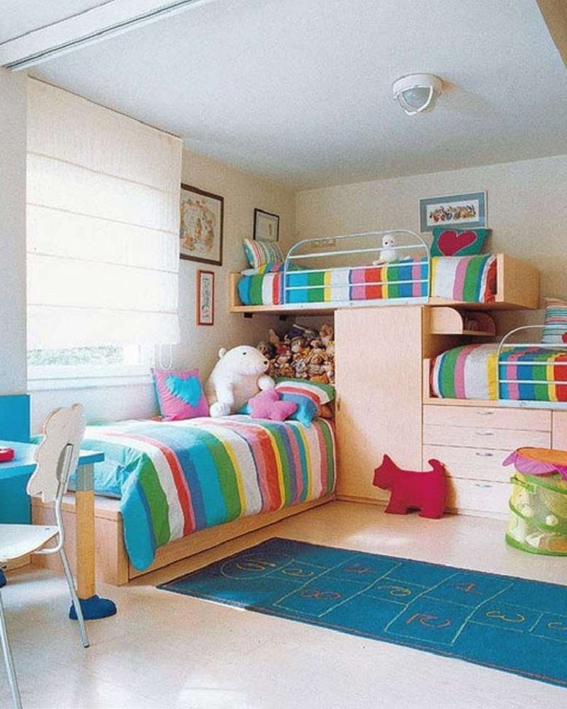 Детские комнаты для троих разнополых детей