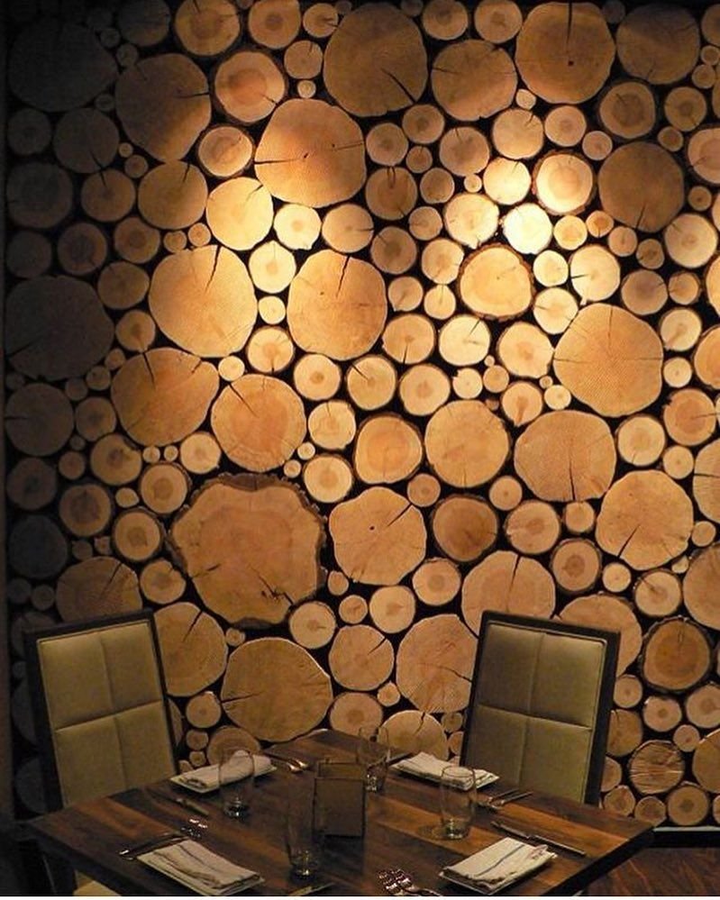Спилы дерева для декора стены