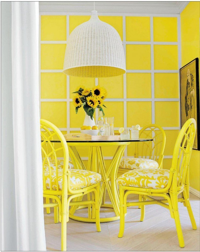 Лимонные стены в интерьере