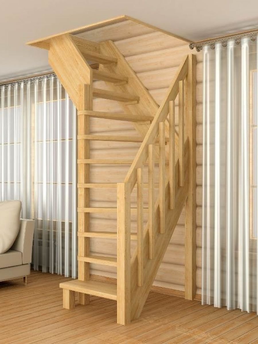 Лестница межэтажная деревянная лс 91 левозаходная