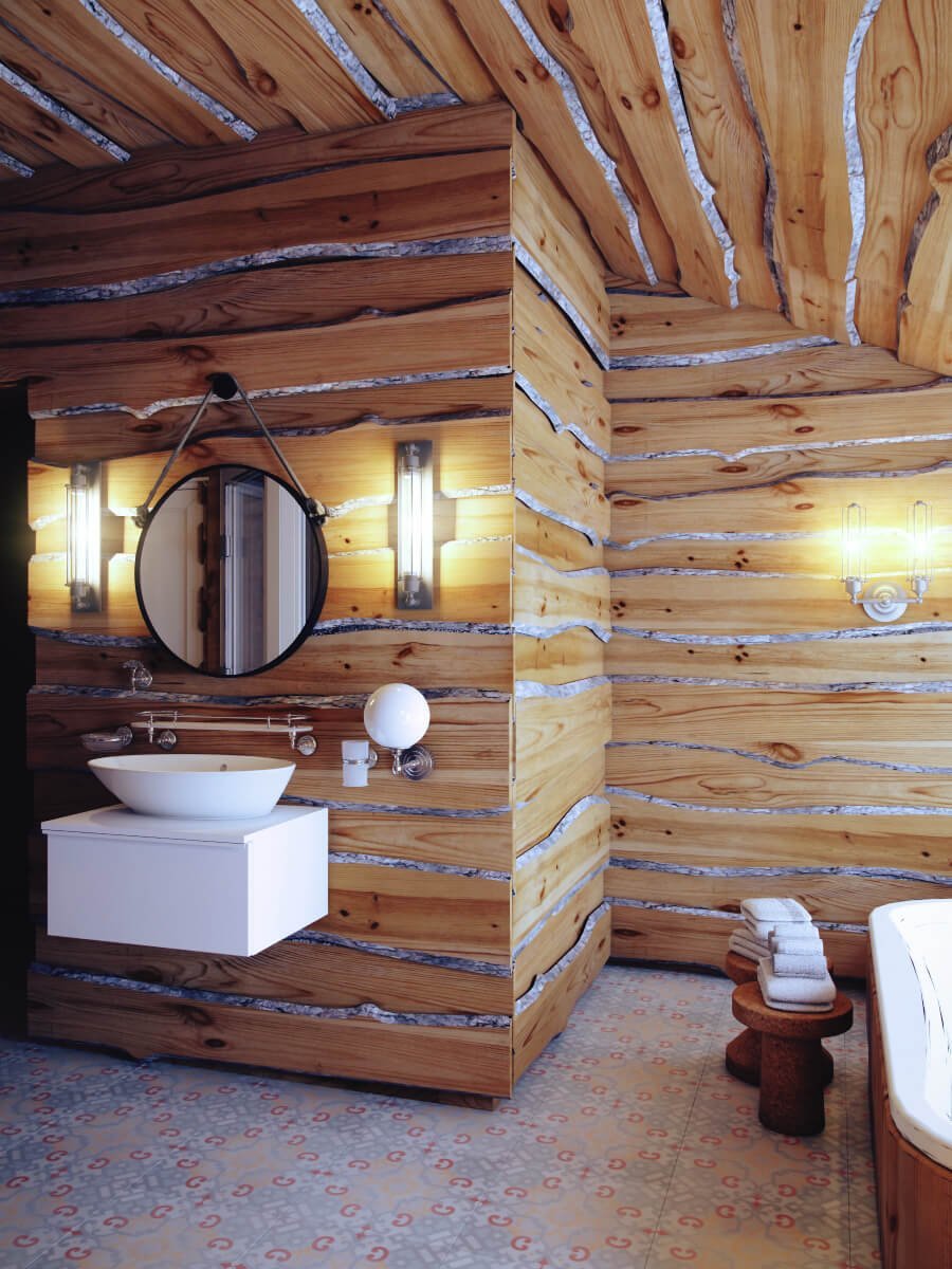 Отделка стен необрезной доской