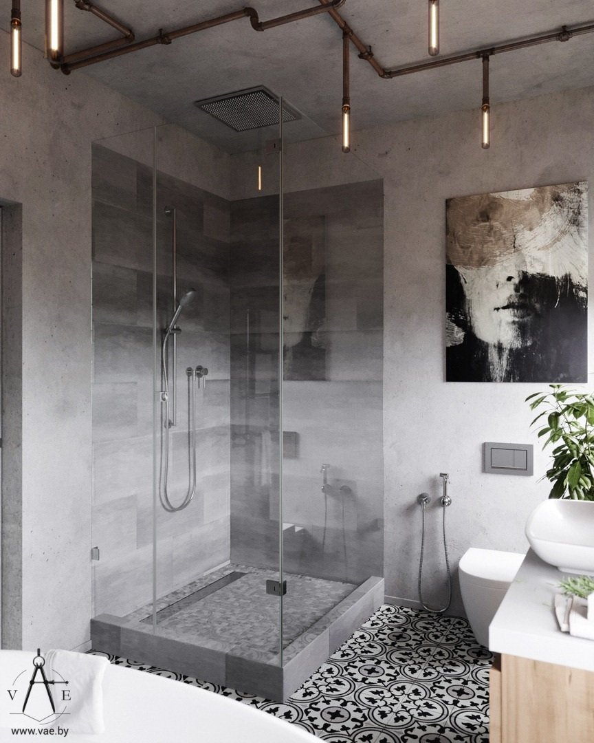 Душевая кабина в стиле лофт