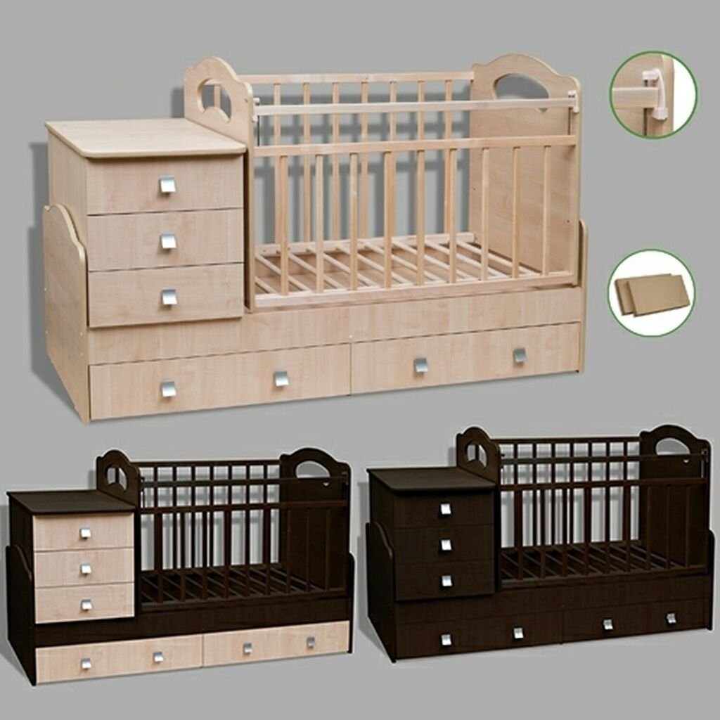 Кроватка для новорожденных с маятником и ящиком. Кровать трансформер VDK infanzia. Кровать детская VDK трансформер. Кроватка-трансформер Промтекс Колибри 3 венге клен.