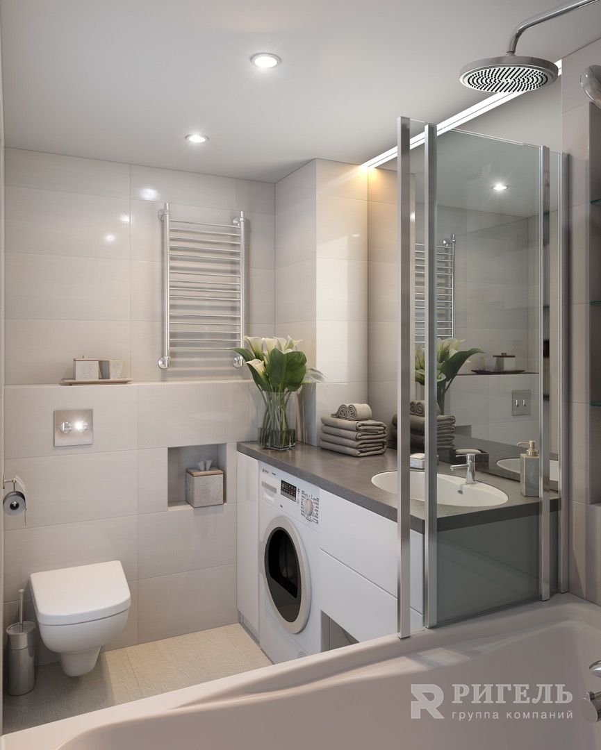 Санузел 4 кв м 2,5х1,5 с душевой кабиной