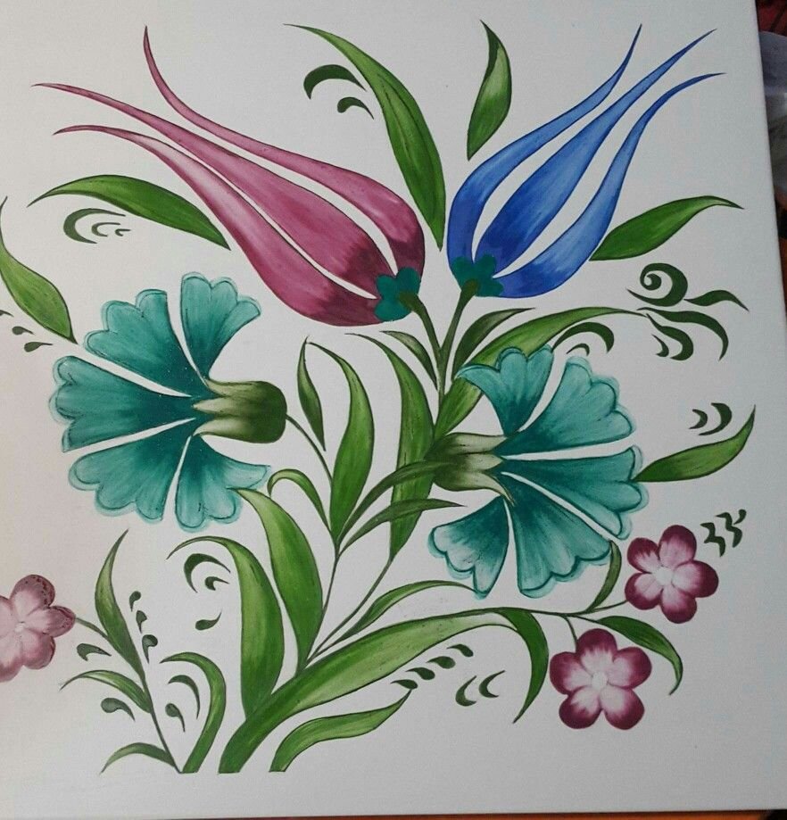 Цветочные орнаменты и узоры для росписи керамики