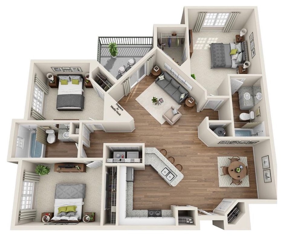 Планировка маленьких квартир 3d