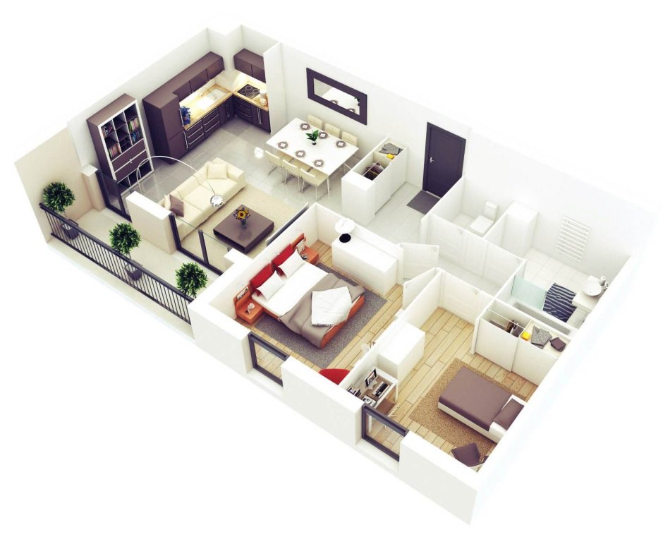 3д планировка трехкомнатной квартиры