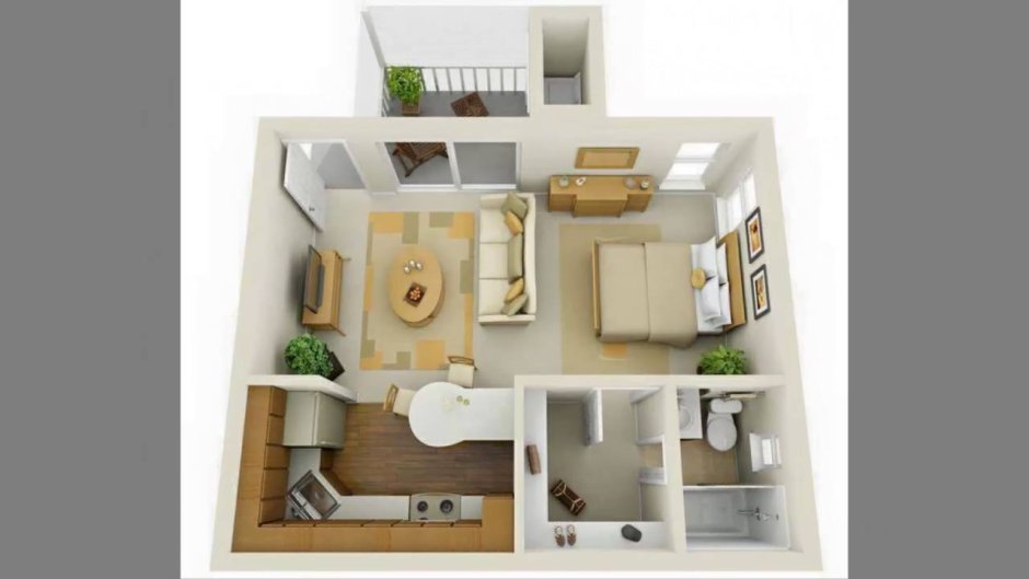 Планировка трехкомнатной квартиры с кухней-гостиной