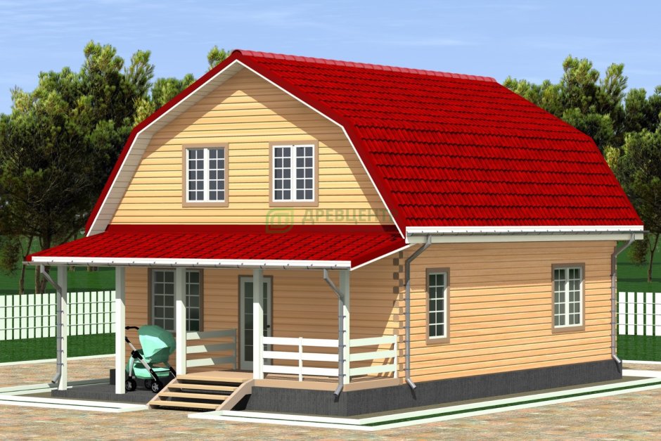 Дачный дом двухэтажный с террасой