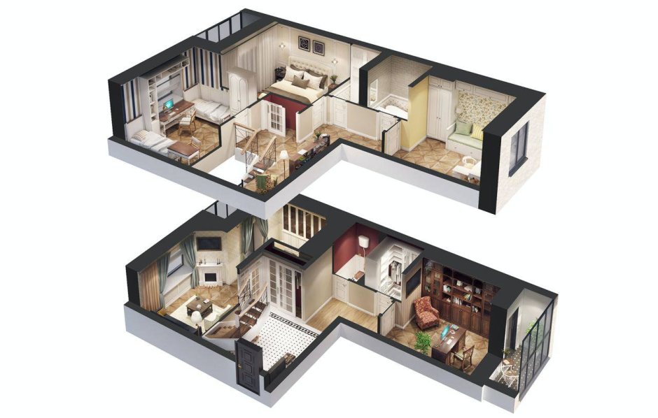 3д планировка 4 комнатной квартиры