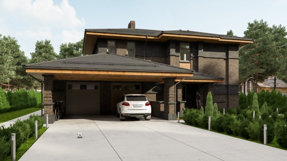 Гараж в стиле Райта