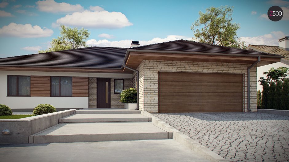 Z500 проекты одноэтажных домов с гаражом на 2 машины