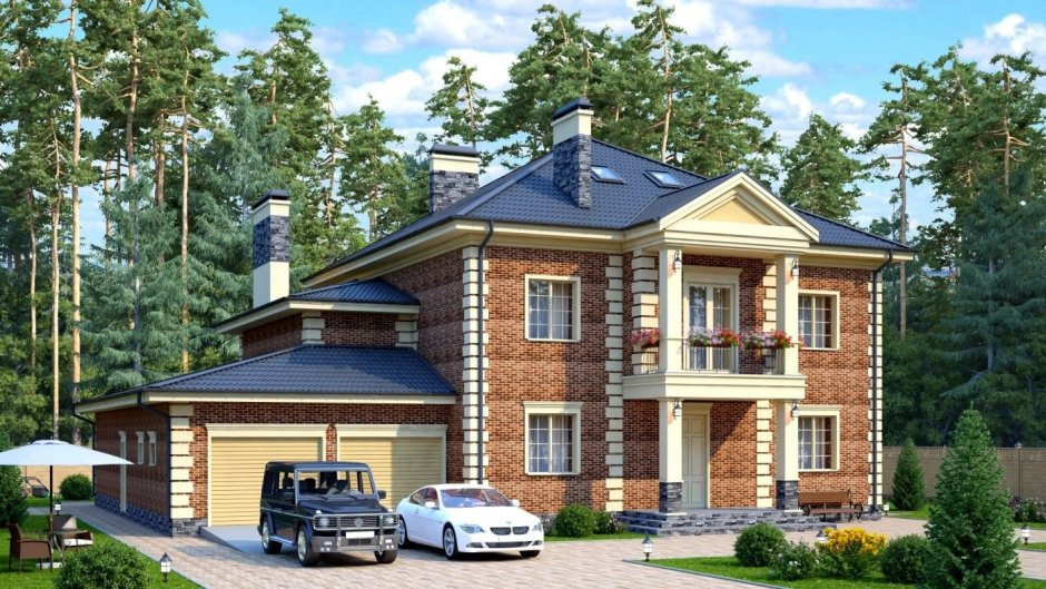 Трехэтажный дом с гаражом