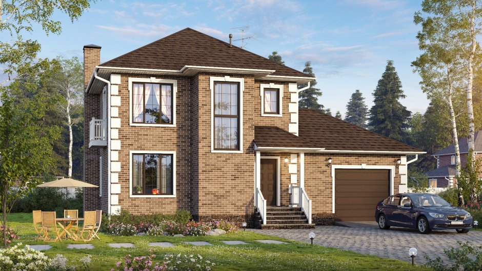 Кирпичный дом с гаражом