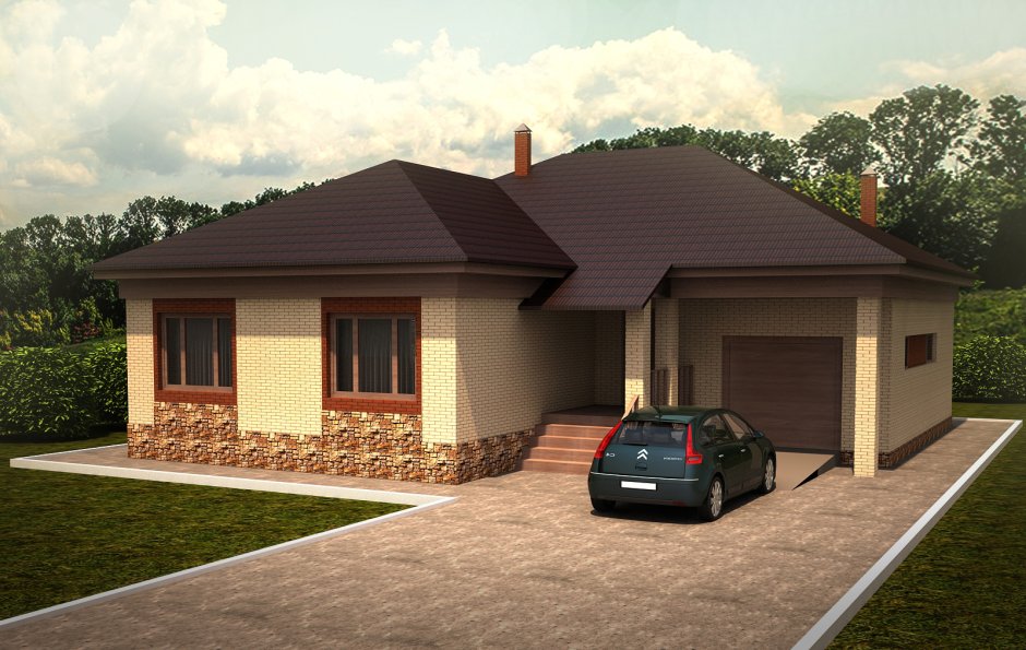 Дом из кирпича с гаражом