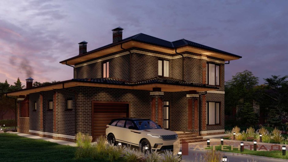 Двухэтажный коттедж с гаражом