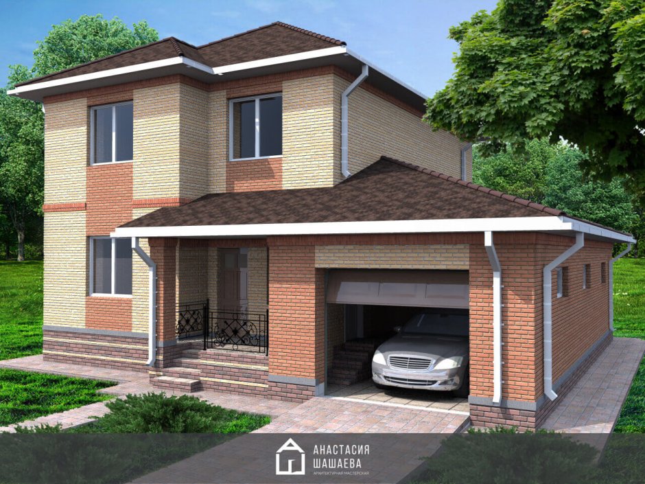 Проекты одноэтажных домов из кирпича с гаражом